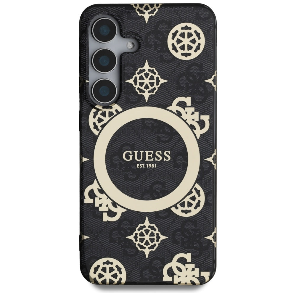 MagSafe-deksel for Samsung Galaxy S25 S931, Guess, IML Peony On 4G Background, Svart