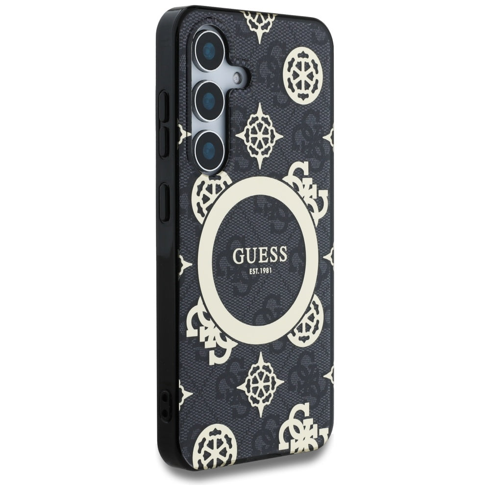 MagSafe-deksel for Samsung Galaxy S25 S931, Guess, IML Peony On 4G Background, Svart