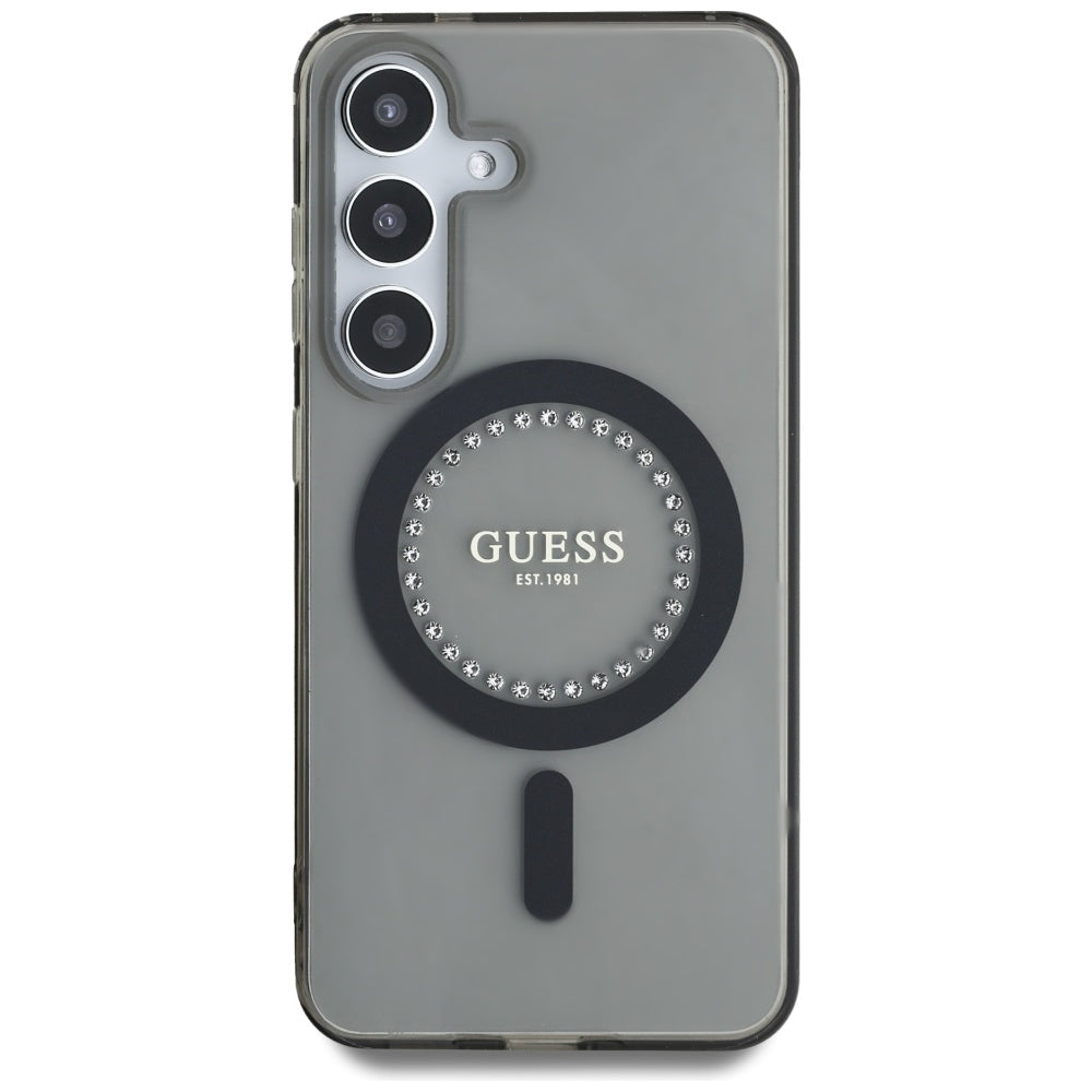 MagSafe-deksel for Samsung Galaxy S25 S931, Guess, IML Rhinestone, Svart