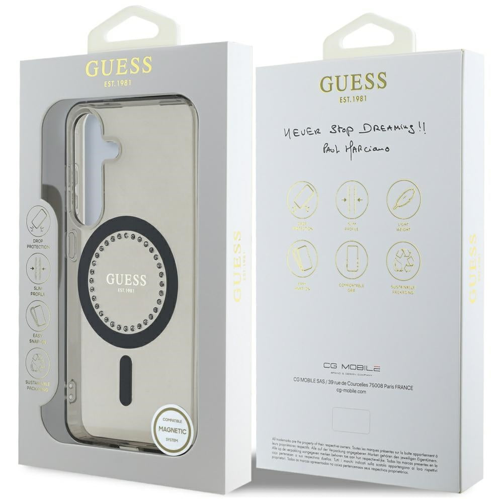 MagSafe-deksel for Samsung Galaxy S25 S931, Guess, IML Rhinestone, Svart