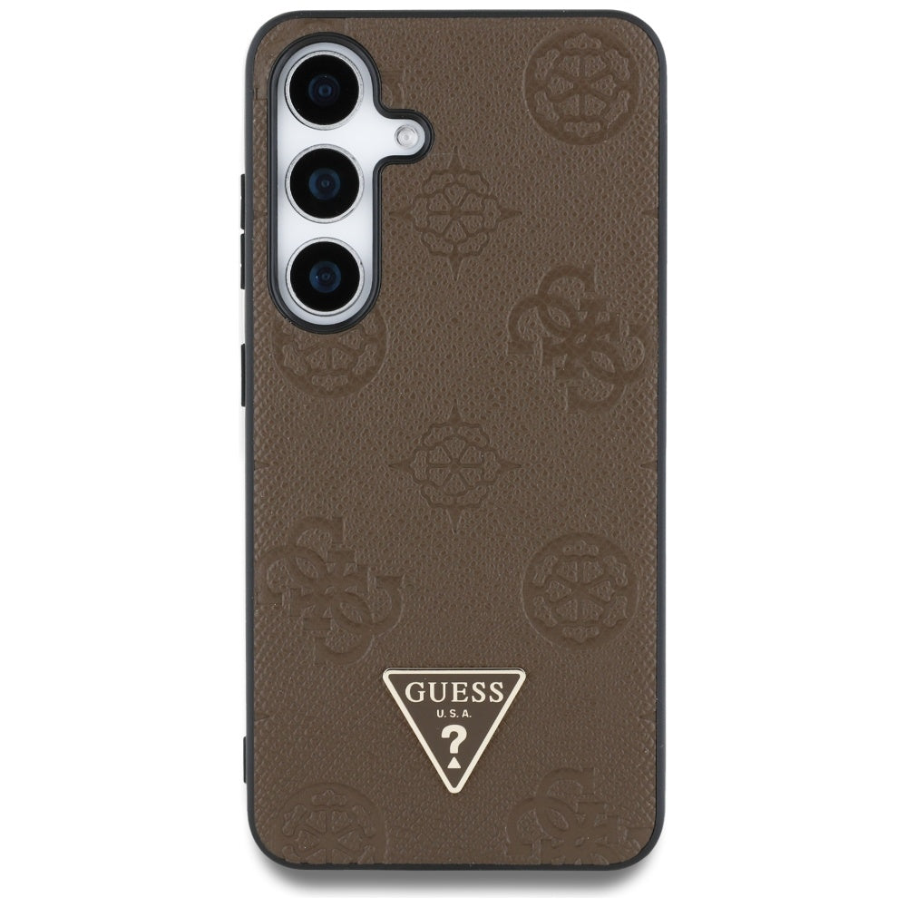 MagSafe-deksel for Samsung Galaxy S25 S931, Guess, Peony Grained Hot Stamp Triangle, Brun