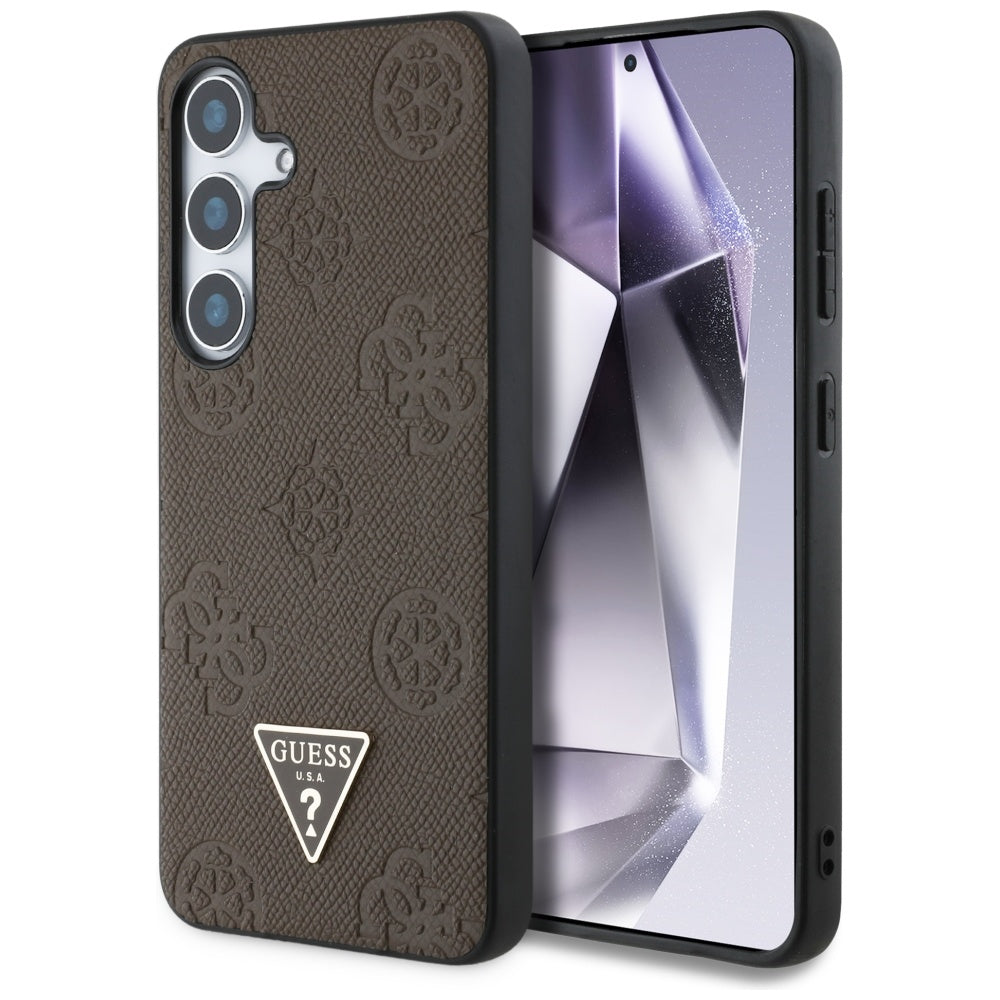 MagSafe-deksel for Samsung Galaxy S25 S931, Guess, Peony Grained Hot Stamp Triangle, Brun