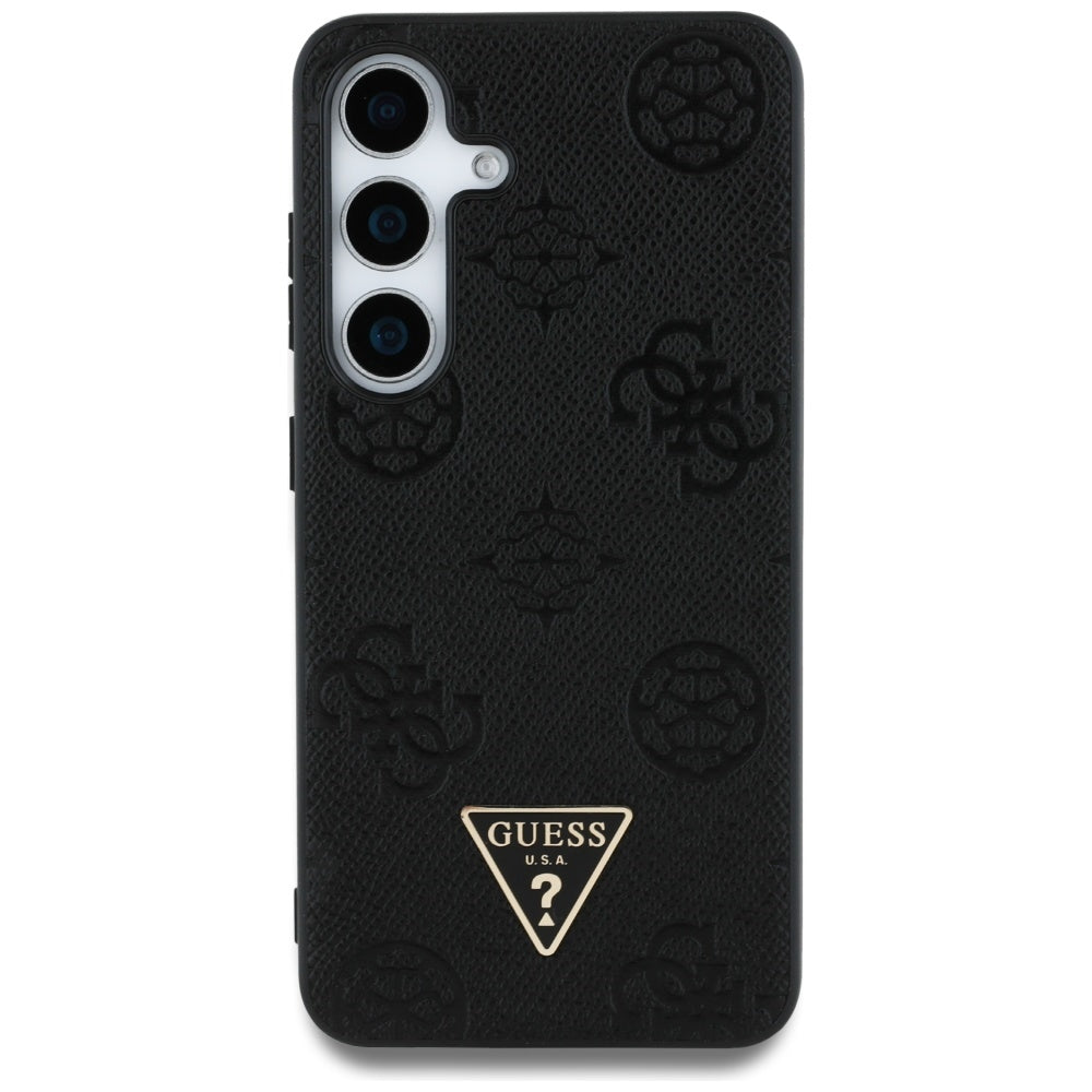 MagSafe-deksel for Samsung Galaxy S25 S931, Guess, Peony Grained Hot Stamp Triangle, Svart