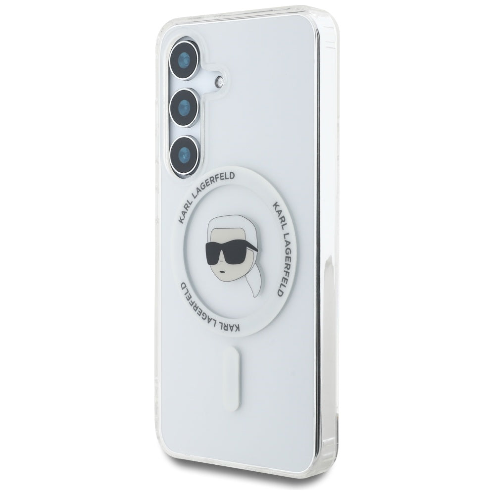 MagSafe-deksel for Samsung Galaxy S25 S931, Karl Lagerfeld, IML Karl's Head, Hvit
