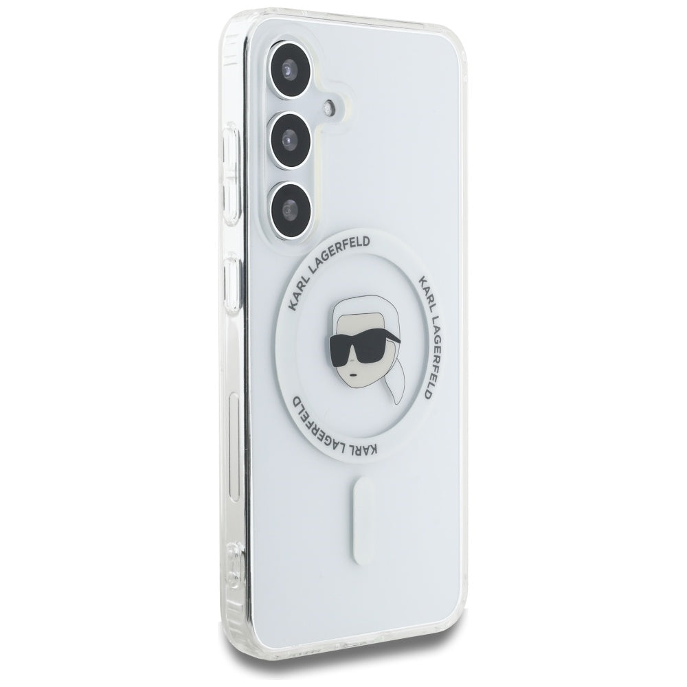 MagSafe-deksel for Samsung Galaxy S25 S931, Karl Lagerfeld, IML Karl's Head, Hvit
