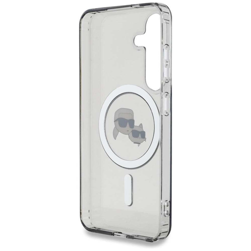 MagSafe-deksel for Samsung Galaxy S25 S931, Karl Lagerfeld, IML Metal Karl & Choupette's Heads, Svart