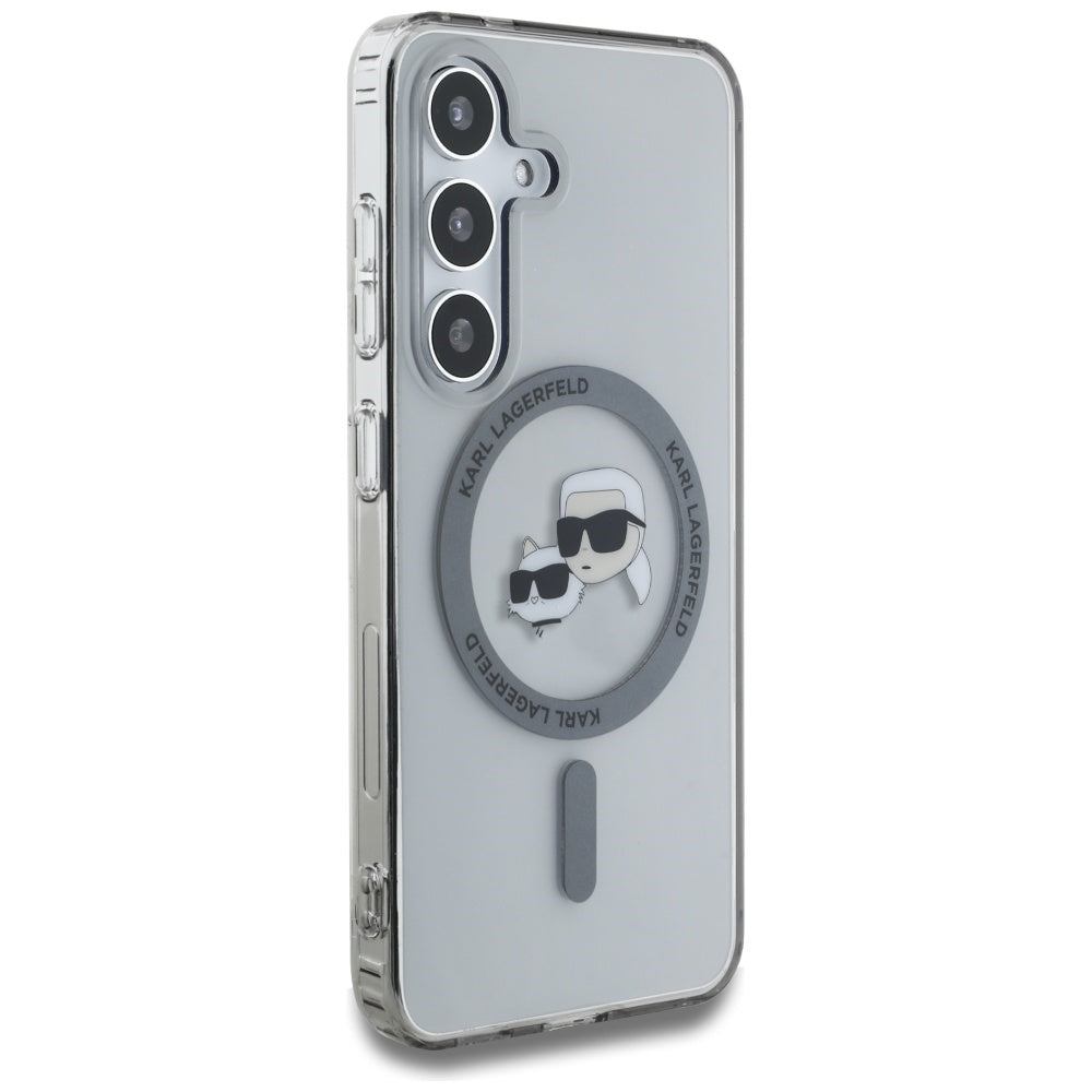 MagSafe-deksel for Samsung Galaxy S25 S931, Karl Lagerfeld, IML Metal Karl & Choupette's Heads, Svart