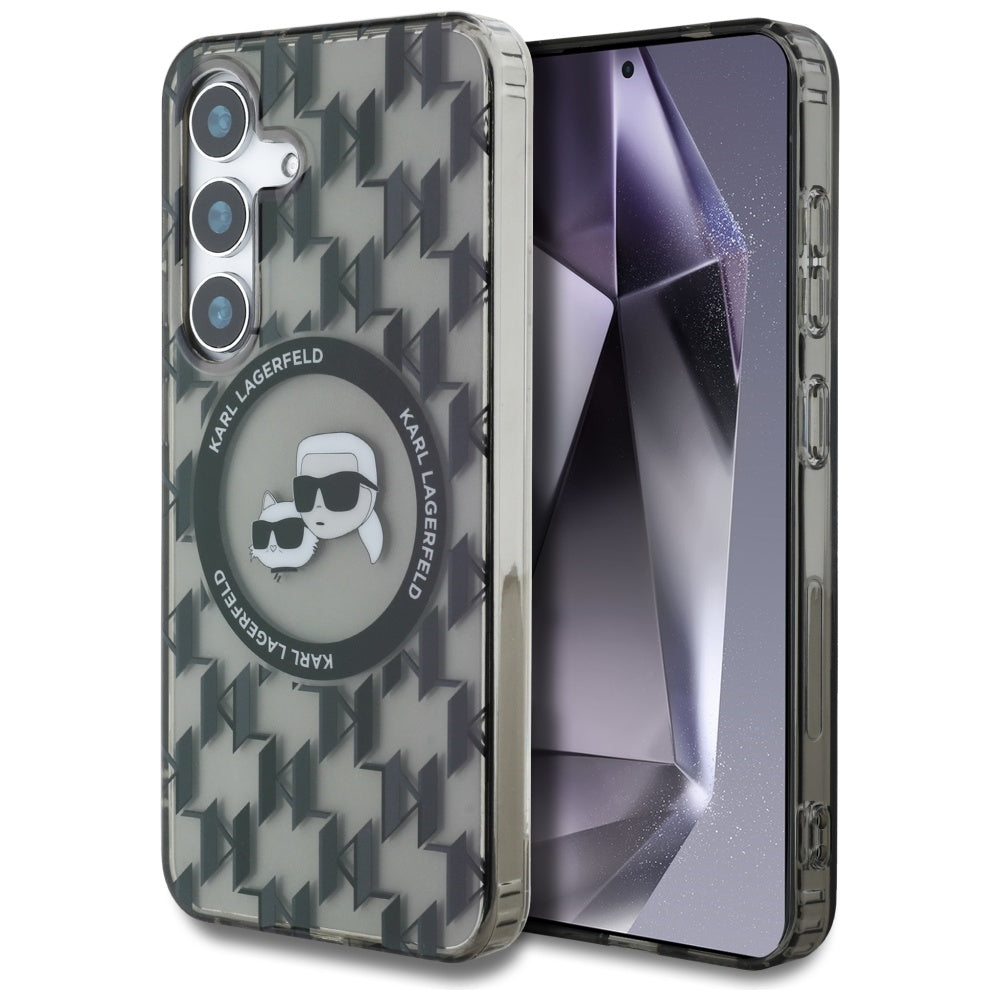 MagSafe-deksel for Samsung Galaxy S25 S931, Karl Lagerfeld, IML Monogram Karl & Choupette's Heads, Svart