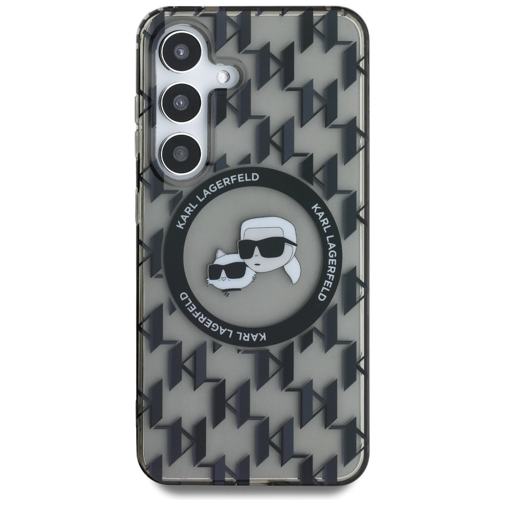 MagSafe-deksel for Samsung Galaxy S25 S931, Karl Lagerfeld, IML Monogram Karl & Choupette's Heads, Svart