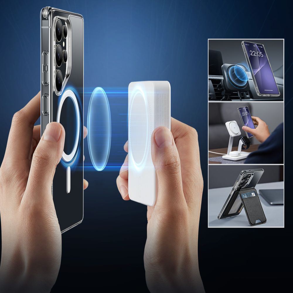 MagSafe-deksel for Samsung Galaxy S25 Ultra S938, ESR, Classic Hybrid, Gjennomsiktig