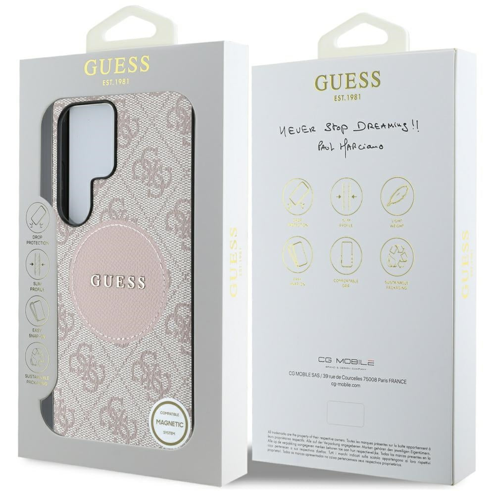 MagSafe deksel for Samsung Galaxy S25 Ultra S938, Guess, 4G Circle Classic Logo, Rosa