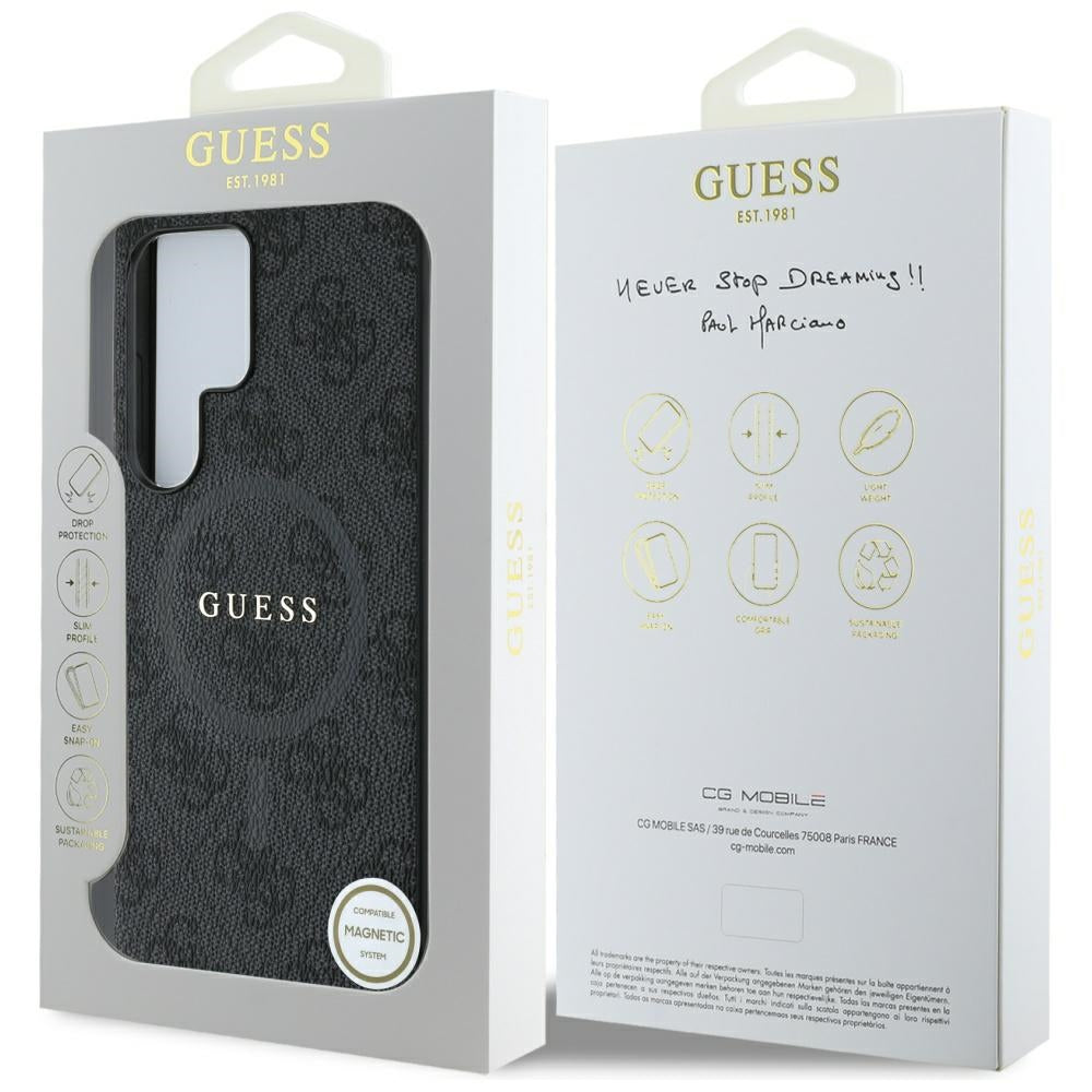 MagSafe-deksel for Samsung Galaxy S25 Ultra S938, Guess, 4G Ring Classic Logo, Svart