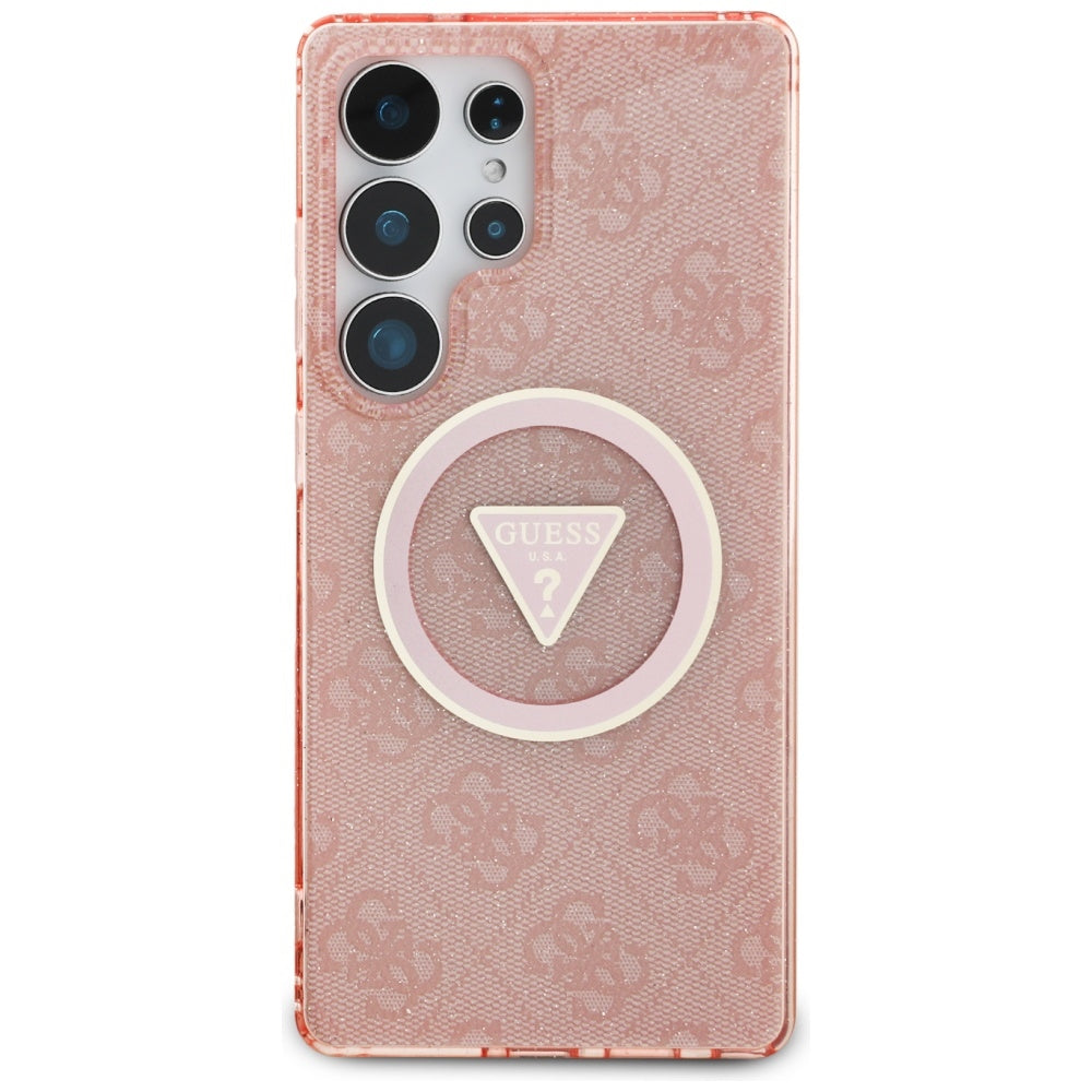 MagSafe-deksel for Samsung Galaxy S25 Ultra S938, Guess, IML Glitter 4G Circle Triangle, Rosa
