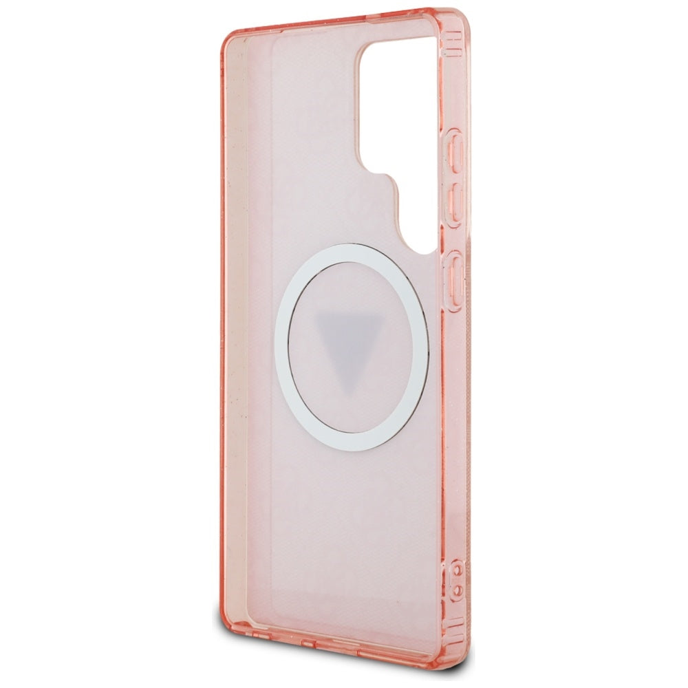 MagSafe-deksel for Samsung Galaxy S25 Ultra S938, Guess, IML Glitter 4G Circle Triangle, Rosa