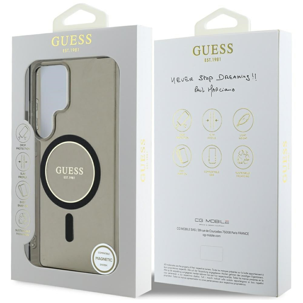 MagSafe-deksel for Samsung Galaxy S25 Ultra S938, Guess, IML Glitter Circle, Svart