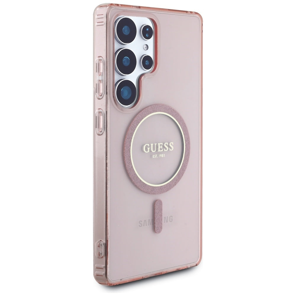 MagSafe-deksel for Samsung Galaxy S25 Ultra S938, Guess, IML Glitter Circle, Rosa