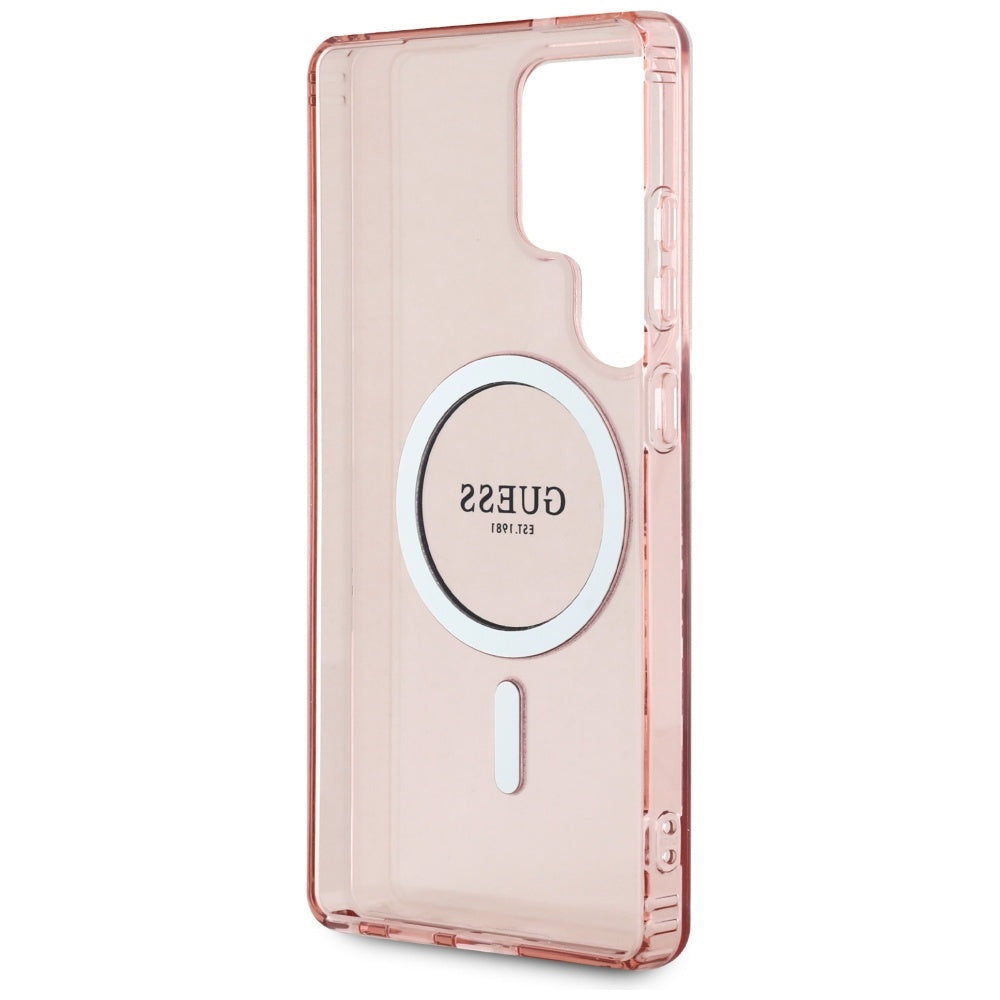 MagSafe-deksel for Samsung Galaxy S25 Ultra S938, Guess, IML Glitter Circle, Rosa