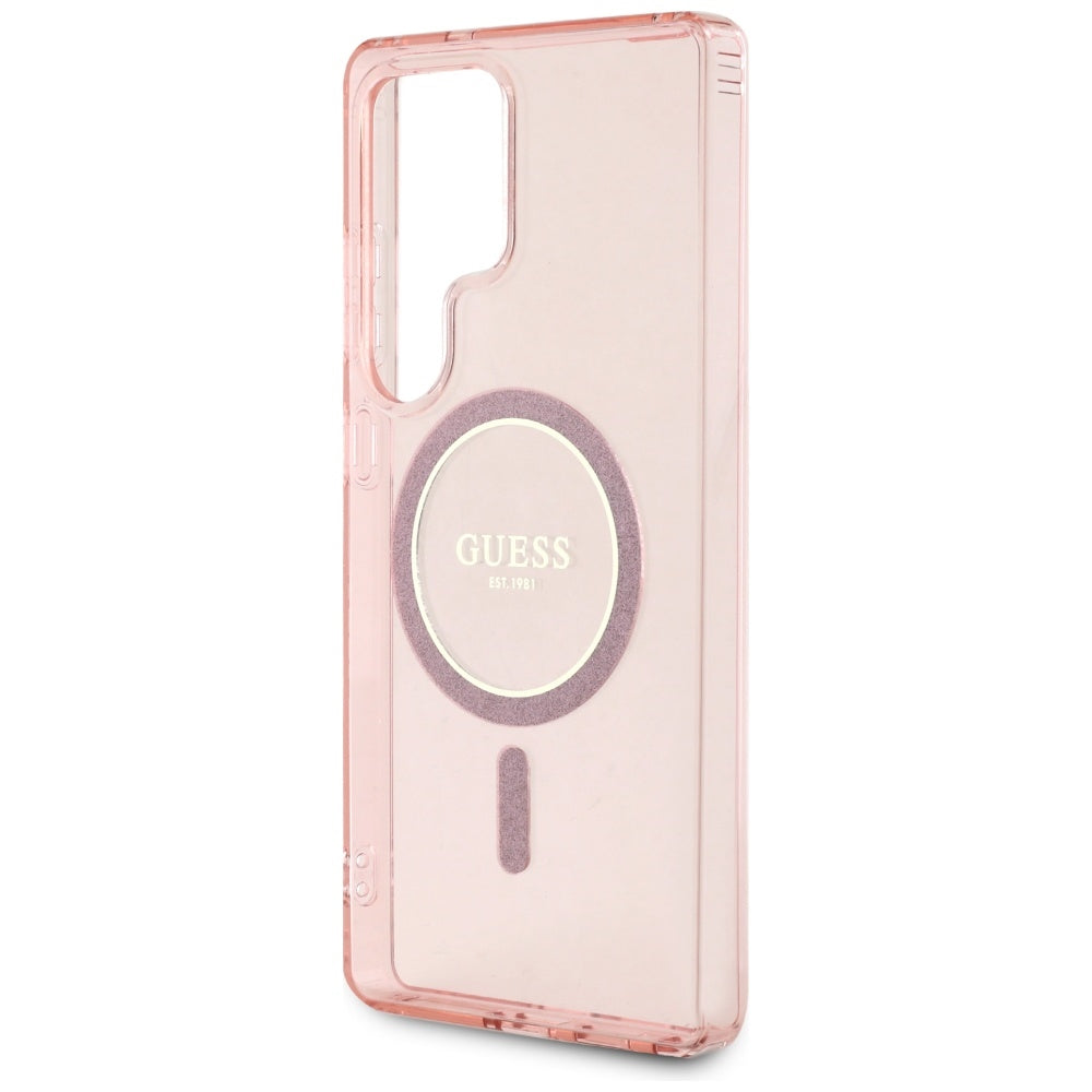 MagSafe-deksel for Samsung Galaxy S25 Ultra S938, Guess, IML Glitter Circle, Rosa