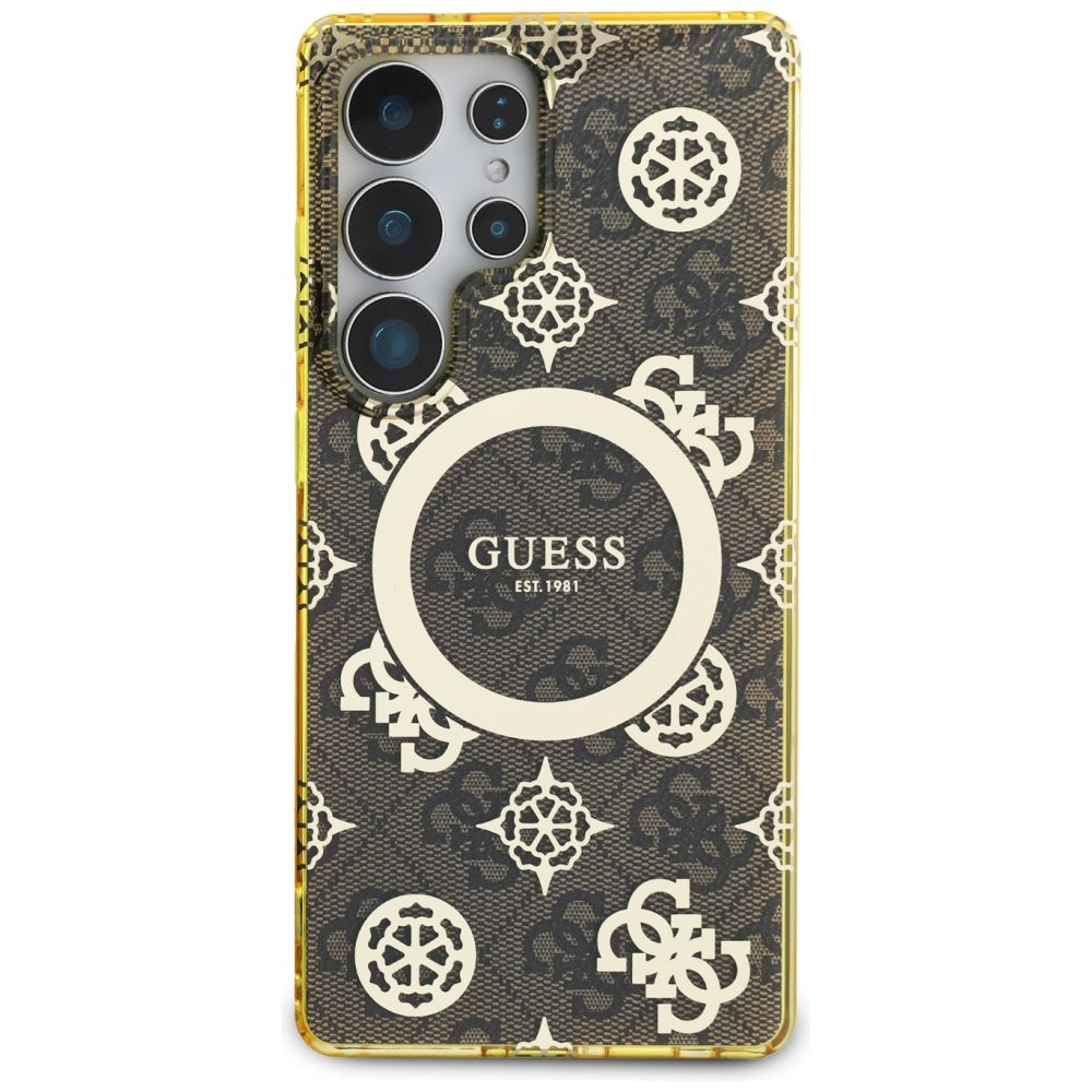 MagSafe-deksel for Samsung Galaxy S25 Ultra S938, Guess, IML Peony On 4G Background, Brun
