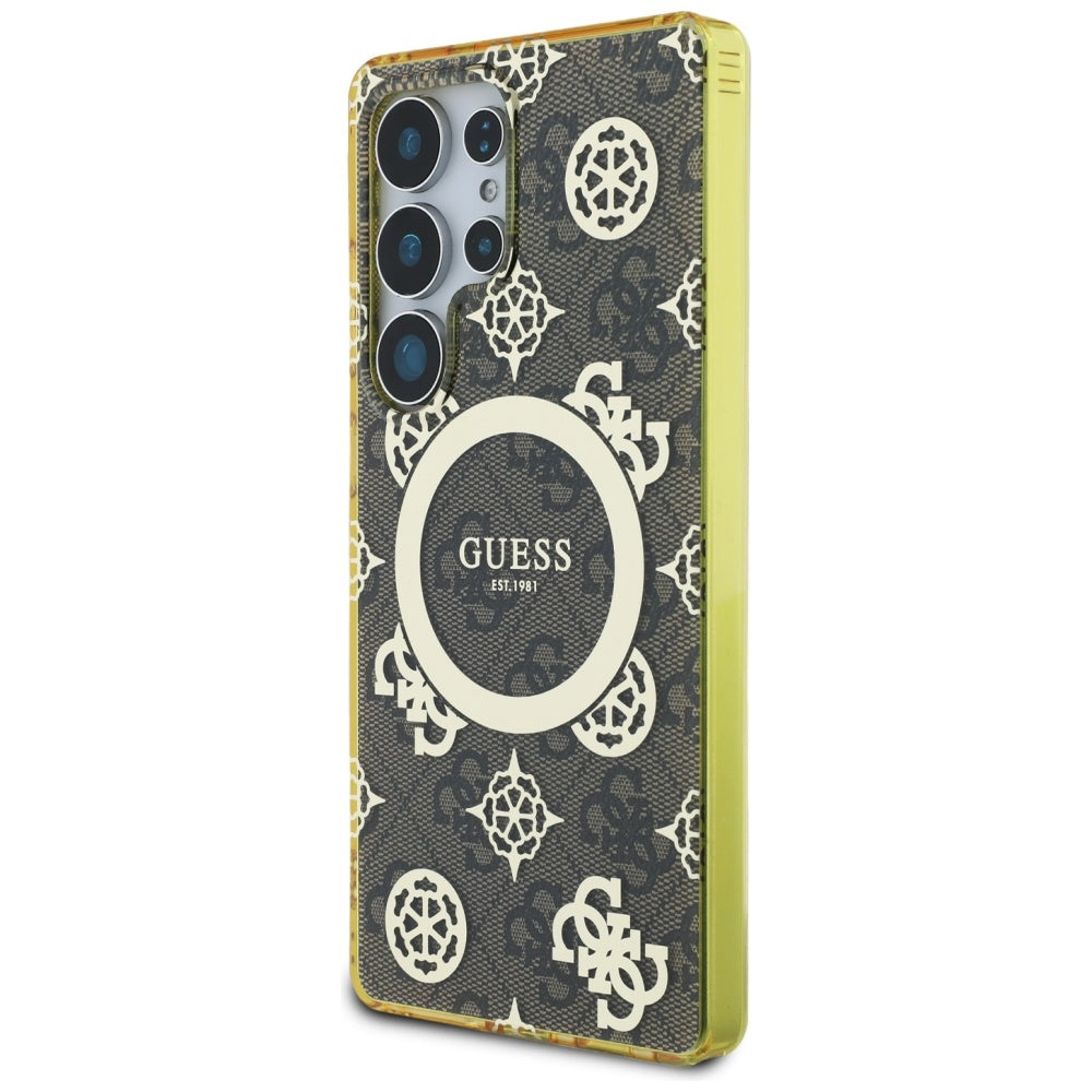 MagSafe-deksel for Samsung Galaxy S25 Ultra S938, Guess, IML Peony On 4G Background, Brun