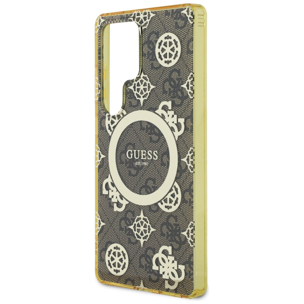 MagSafe-deksel for Samsung Galaxy S25 Ultra S938, Guess, IML Peony On 4G Background, Brun