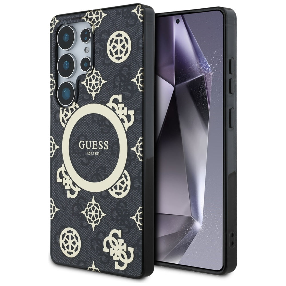 MagSafe-deksel for Samsung Galaxy S25 Ultra S938, Guess, IML Peony On 4G Background, Svart