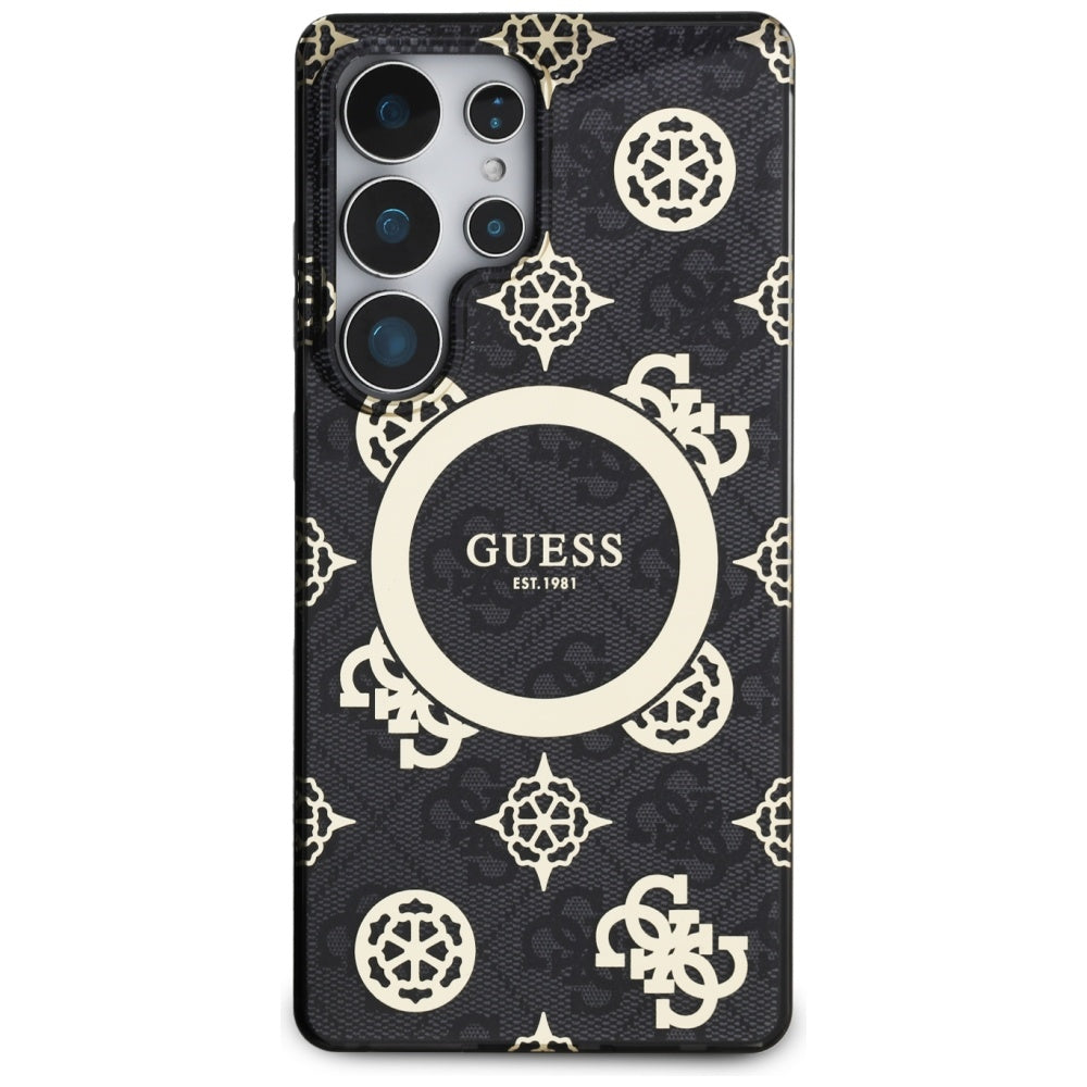 MagSafe-deksel for Samsung Galaxy S25 Ultra S938, Guess, IML Peony On 4G Background, Svart