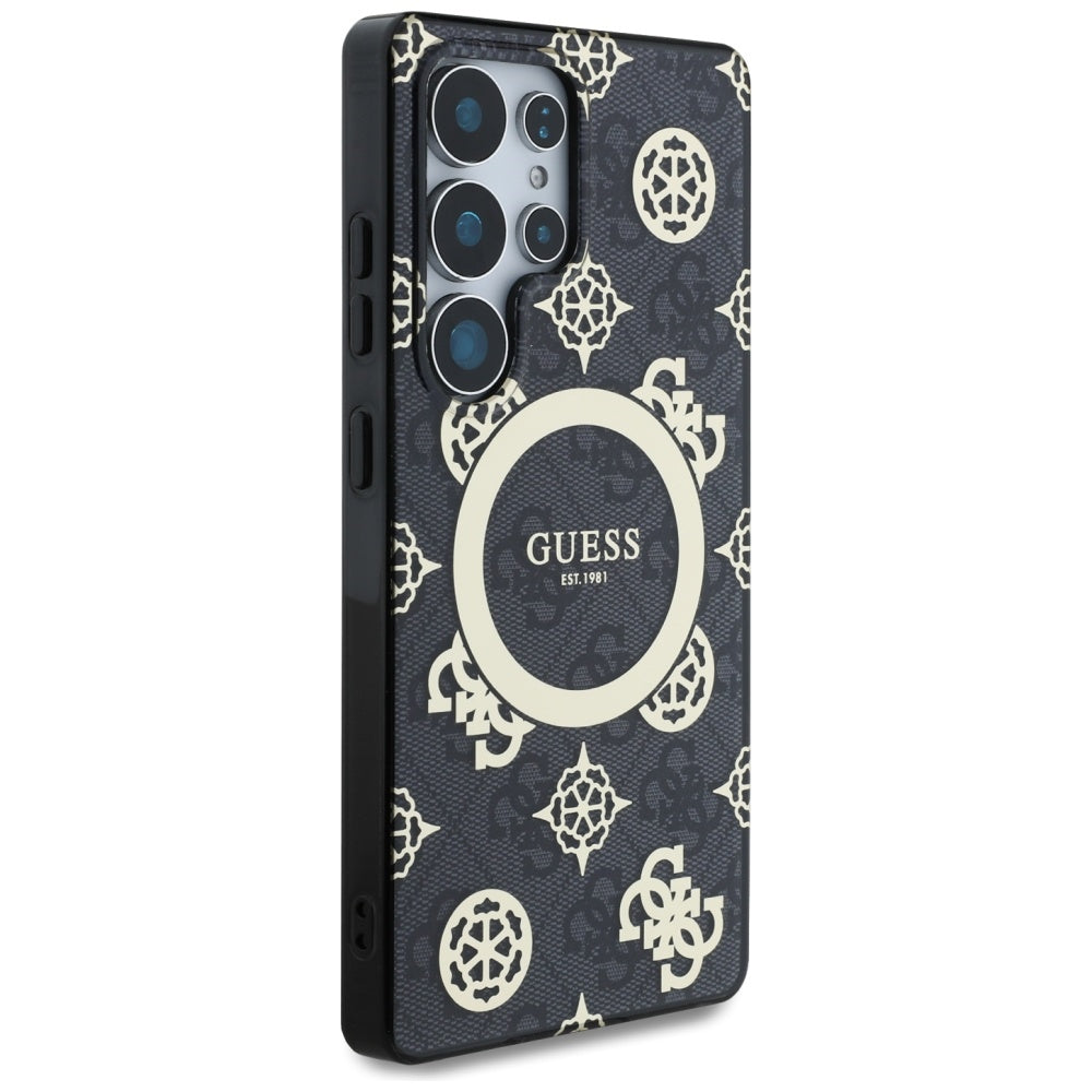 MagSafe-deksel for Samsung Galaxy S25 Ultra S938, Guess, IML Peony On 4G Background, Svart