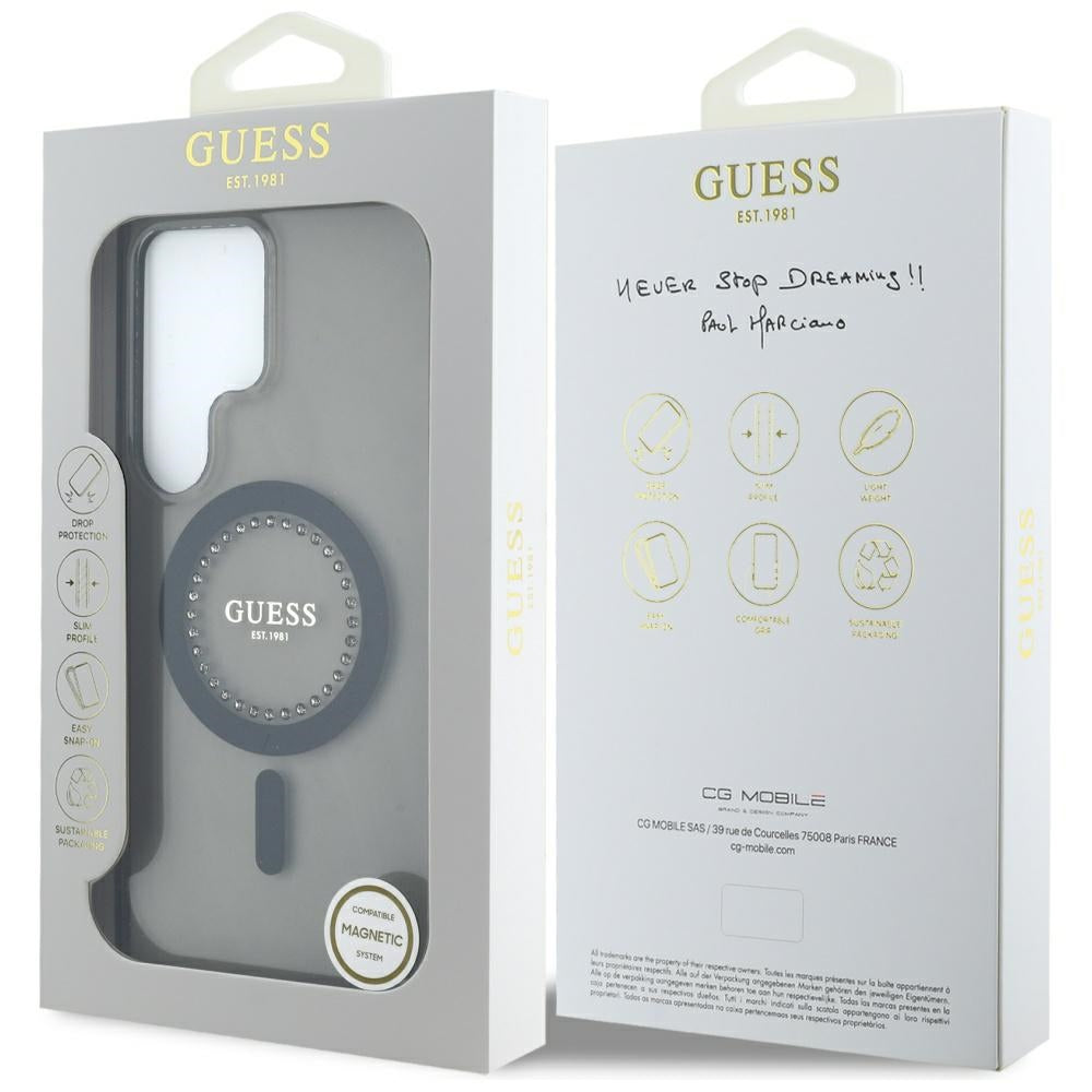 MagSafe-deksel for Samsung Galaxy S25 Ultra S938, Guess, IML Rhinestone, Svart