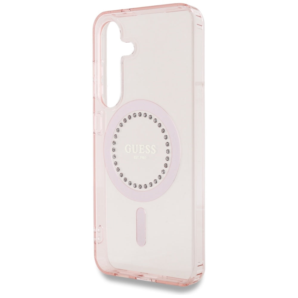 MagSafe-deksel for Samsung Galaxy S25 S931, Guess, IML Rhinestone, Rosa