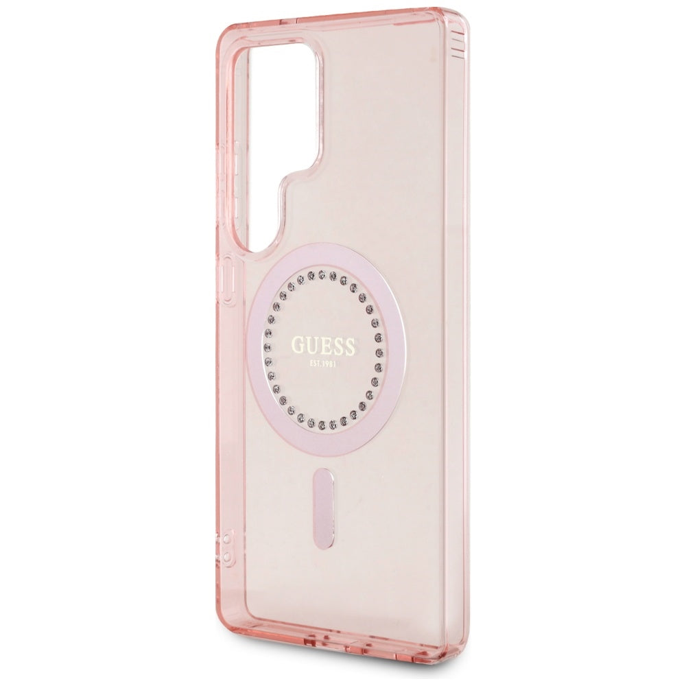 MagSafe-deksel for Samsung Galaxy S25 Ultra S938, Guess, IML Rhinestone, Rosa