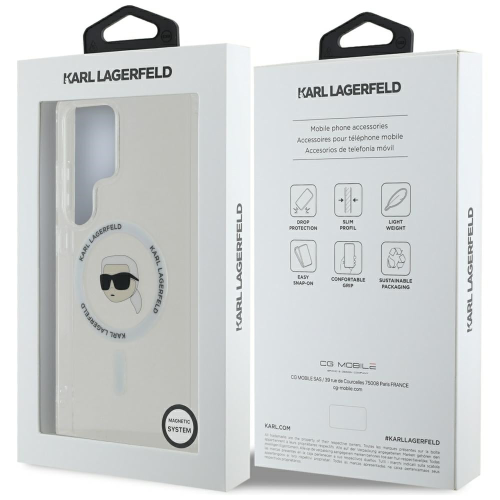 MagSafe-deksel for Samsung Galaxy S25 Ultra S938, Karl Lagerfeld, IML Karl's Head, Hvit