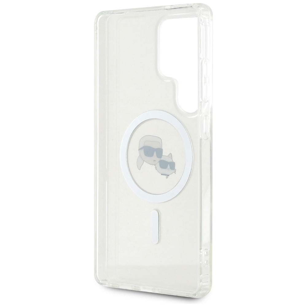 MagSafe-deksel for Samsung Galaxy S25 Ultra S938, Karl Lagerfeld, IML Metal Karl & Choupette's Heads, Hvit