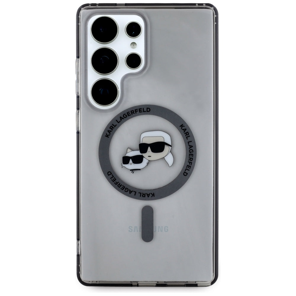 MagSafe-deksel for Samsung Galaxy S25 Ultra S938, Karl Lagerfeld, IML Metal Karl & Choupette's Heads, Svart