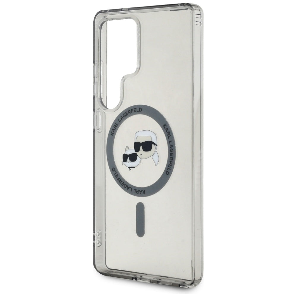 MagSafe-deksel for Samsung Galaxy S25 Ultra S938, Karl Lagerfeld, IML Metal Karl & Choupette's Heads, Svart