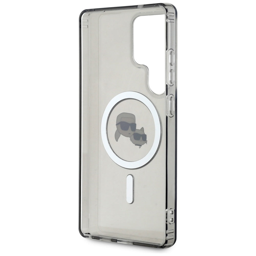 MagSafe-deksel for Samsung Galaxy S25 Ultra S938, Karl Lagerfeld, IML Metal Karl & Choupette's Heads, Svart
