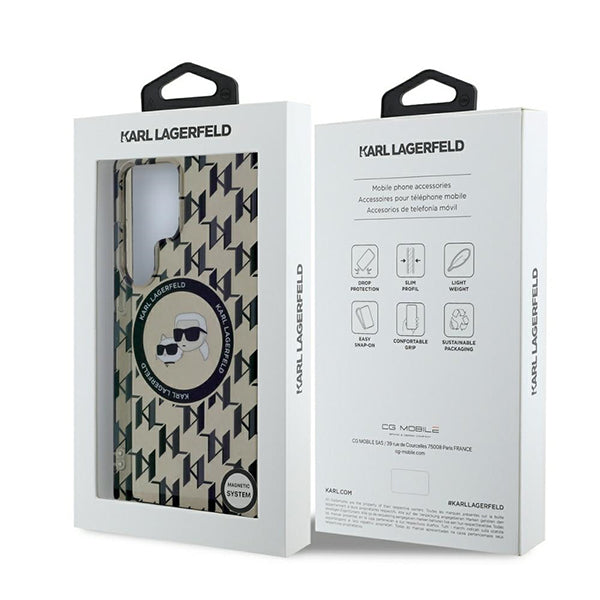 MagSafe-deksel for Samsung Galaxy S25 Ultra S938, Karl Lagerfeld, IML Monogram Karl & Choupette's Heads, Svart