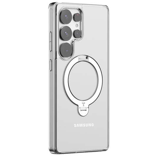 MagSafe-deksel for Samsung Galaxy S25 Ultra S938, Torras, Ostand Spin, Gjennomsiktig