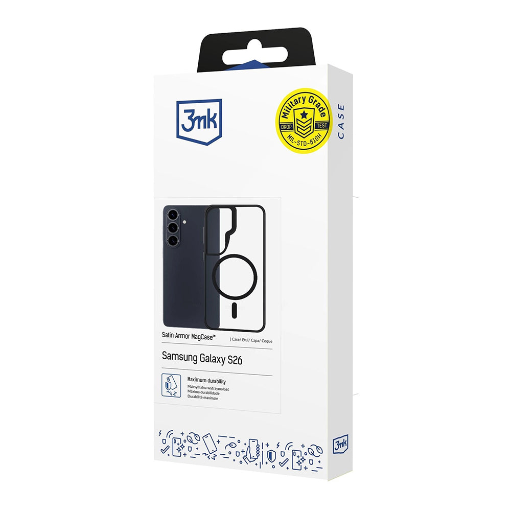 MagSafe-deksel for Samsung Galaxy S26, 3MK, Satin Armor, Gjennomsiktig