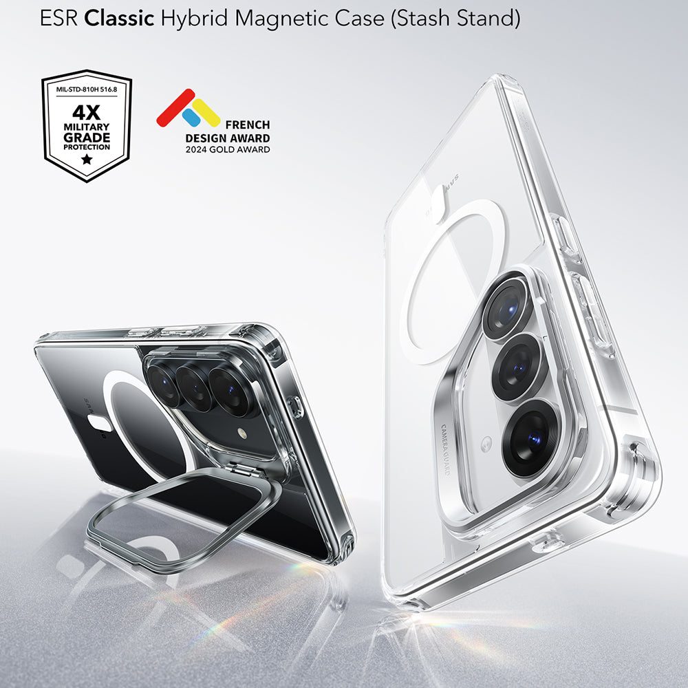 MagSafe-deksel for Samsung Galaxy S26 S942, ESR, Classic Hybrid Kickstand, Gjennomsiktig