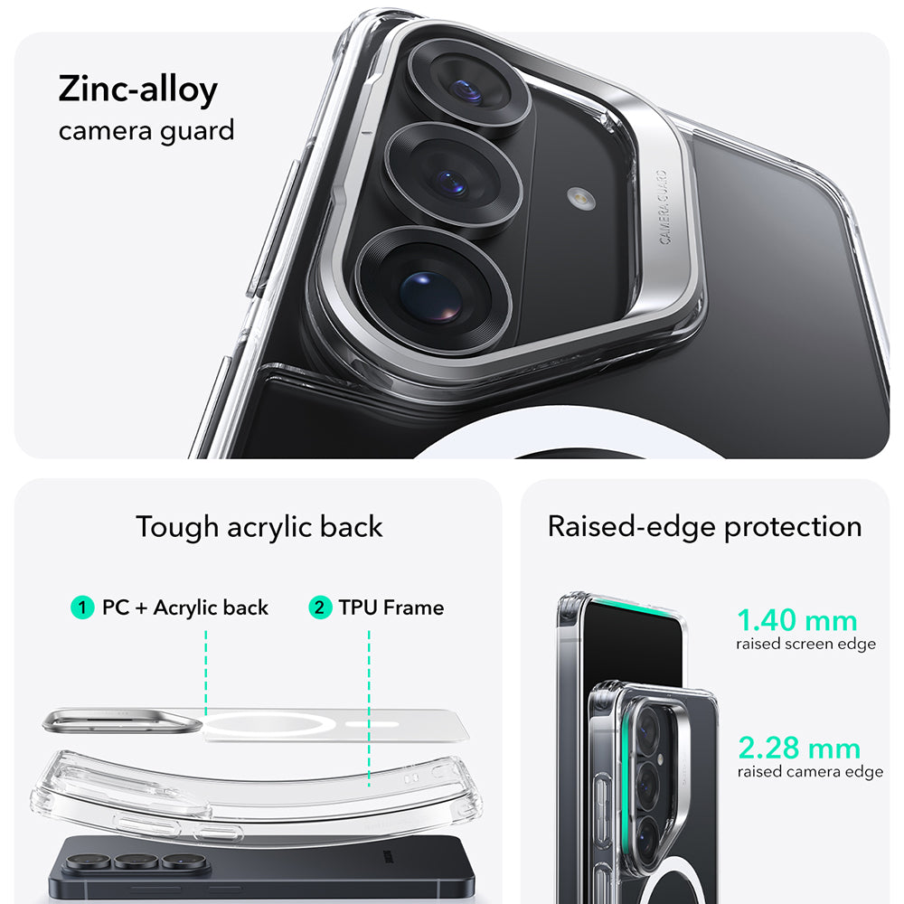 MagSafe-deksel for Samsung Galaxy S26 S942, ESR, Classic Hybrid Kickstand, Gjennomsiktig