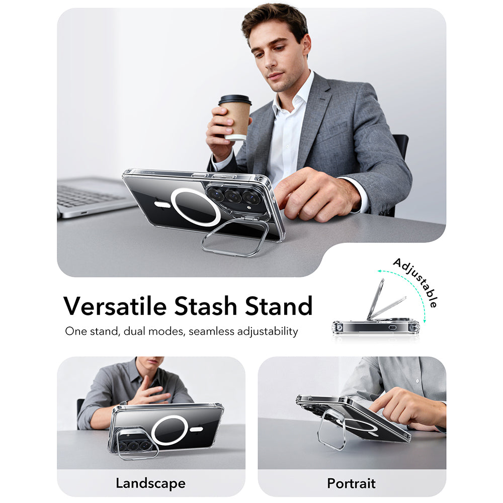 MagSafe-deksel for Samsung Galaxy S26 S942, ESR, Classic Hybrid Kickstand, Gjennomsiktig