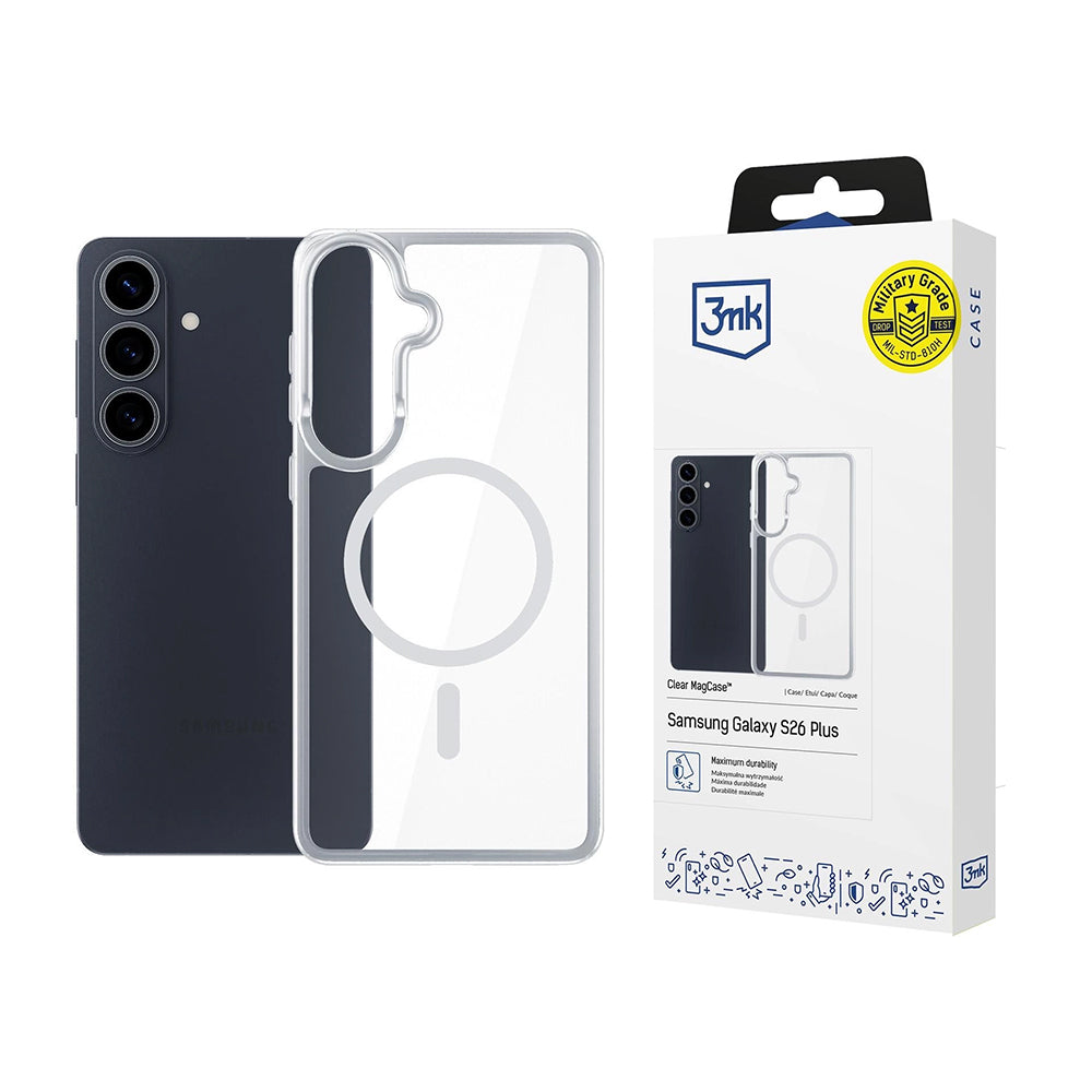 MagSafe-deksel for Samsung Galaxy S26 Plus S947, 3MK, Armor MagCase, Gjennomsiktig
