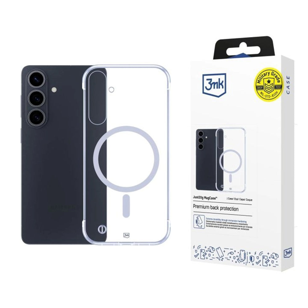 MagSafe-deksel for Samsung Galaxy S26 Plus, 3MK, Just20g, Gjennomsiktig