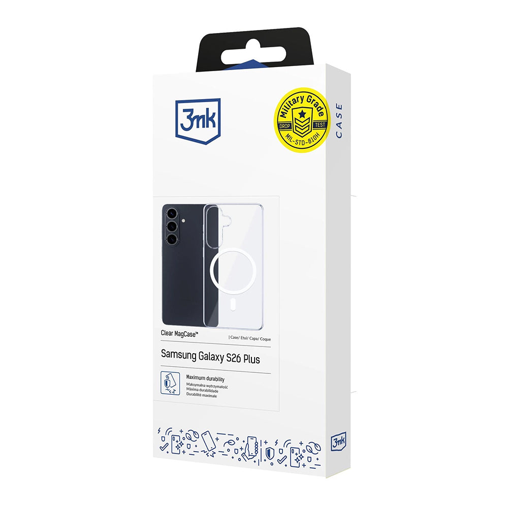 MagSafe-deksel for Samsung Galaxy S26 Plus S947, 3MK, Clear MagCase, Gjennomsiktig