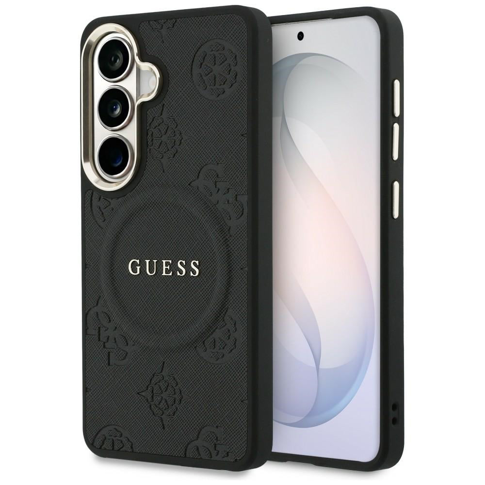 MagSafe-deksel for Samsung Galaxy S26 Plus S947, GUESS, Saffiano Peony Embossed Ring, Svart
