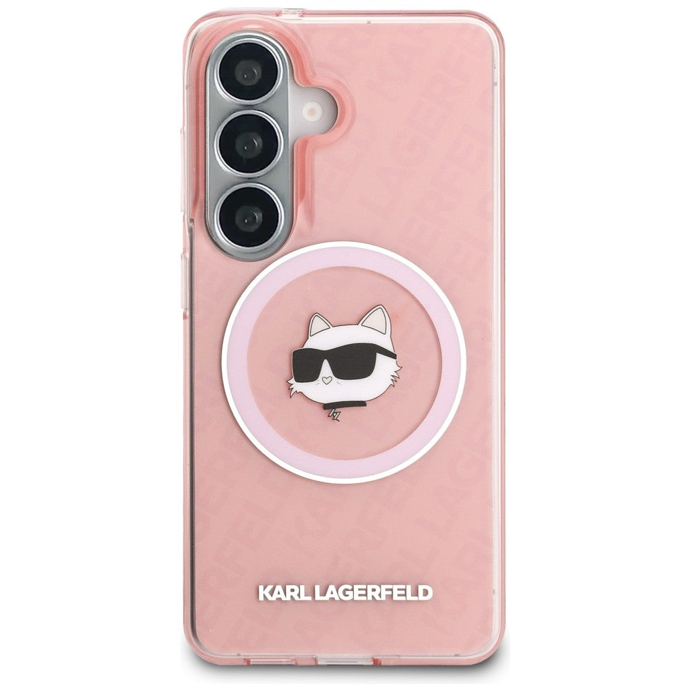 MagSafe-deksel for Samsung Galaxy S26 Plus S947, Karl Lagerfeld, IML Choupette Head on KL Repeated Logo, Rosa