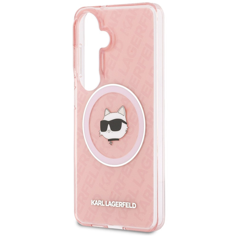 MagSafe-deksel for Samsung Galaxy S26 Plus S947, Karl Lagerfeld, IML Choupette Head on KL Repeated Logo, Rosa