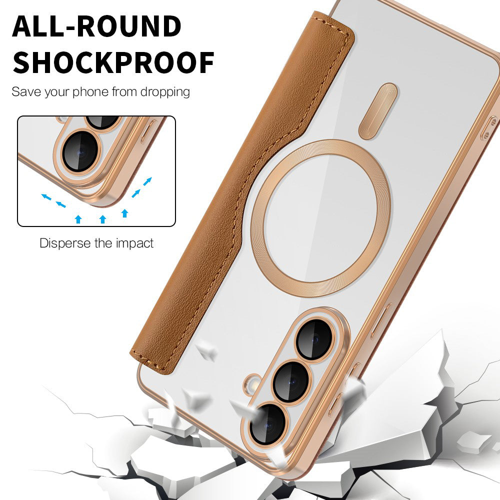 MagSafe-deksel for Samsung Galaxy S26 Plus, Techsuit, SmartMag Book, Brun