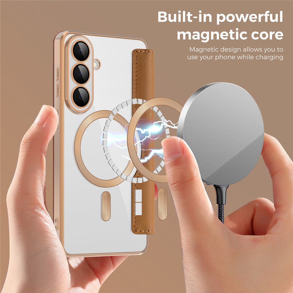 MagSafe-deksel for Samsung Galaxy S26 Plus, Techsuit, SmartMag Book, Brun